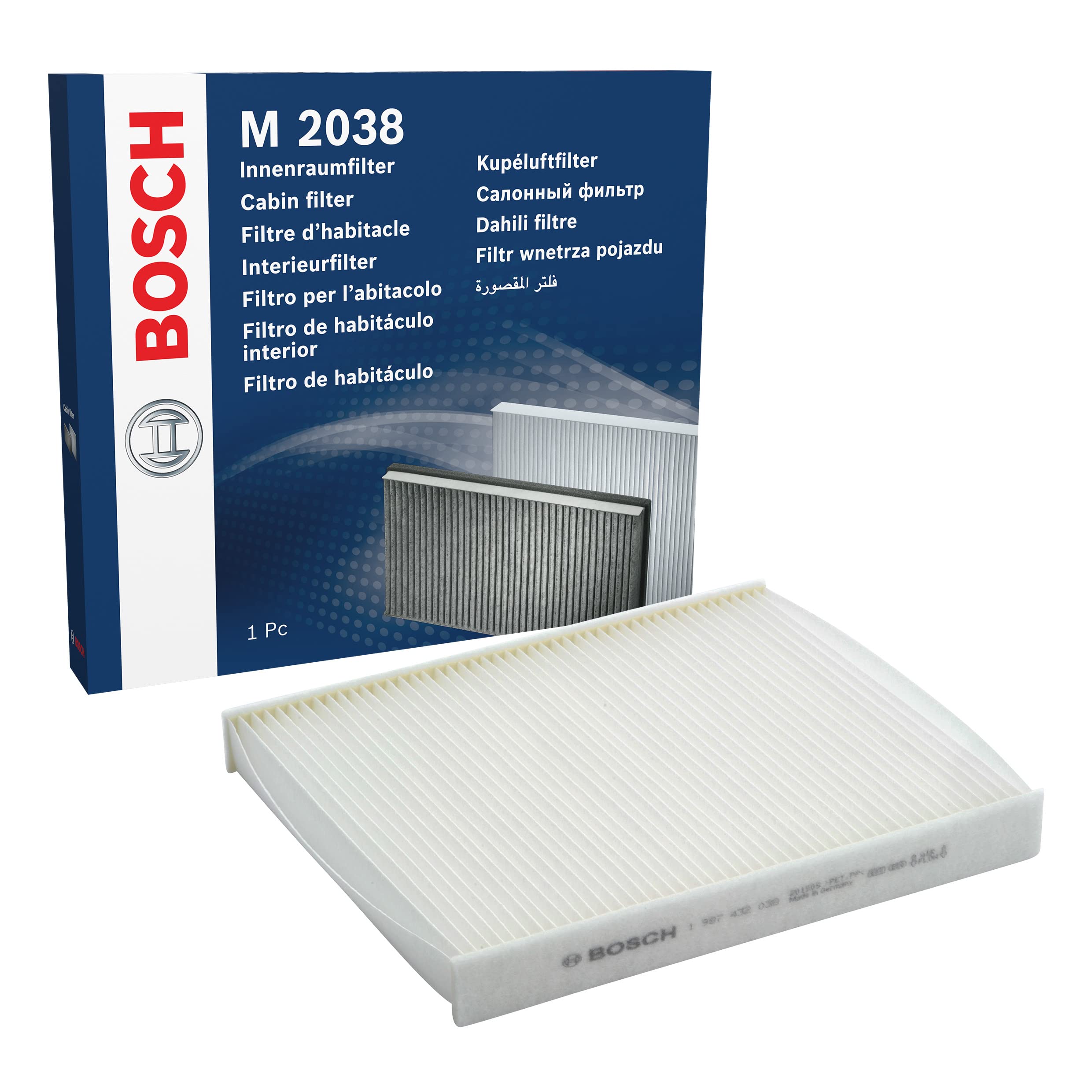Bosch M2038 Standard Cabin Filter, Replacement Filter - Filters Pollen and Dust for Cleaner Air Inside the Vehicle