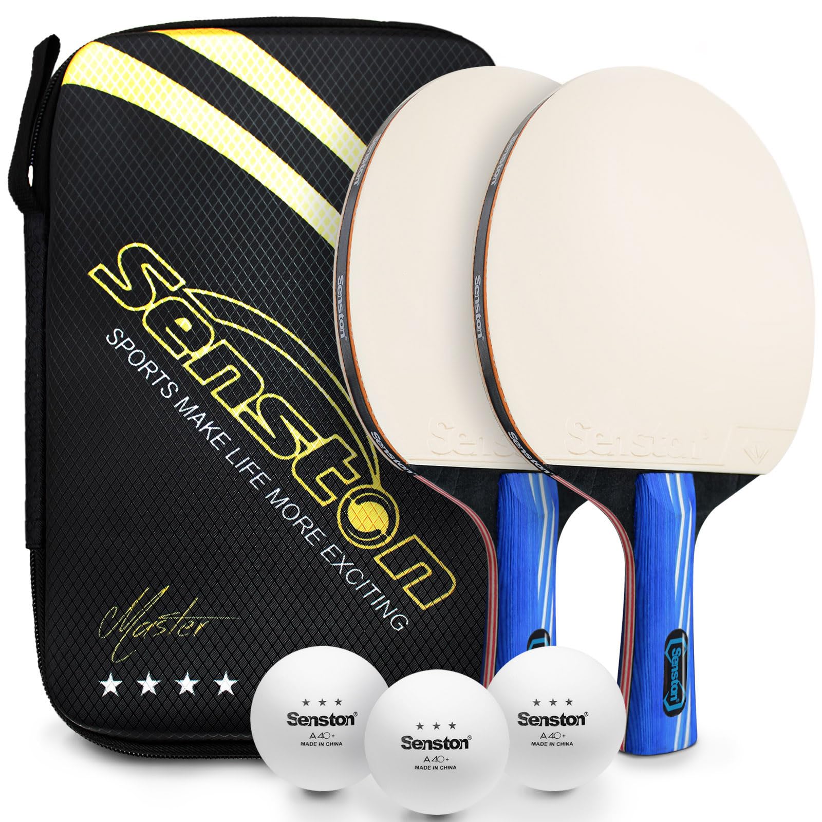 Senston Table Tennis Bats, Table Tennis sets Indoor/Outdoor Table Tennis Racket with Balls, Ping Pong Bat with Carry Bag