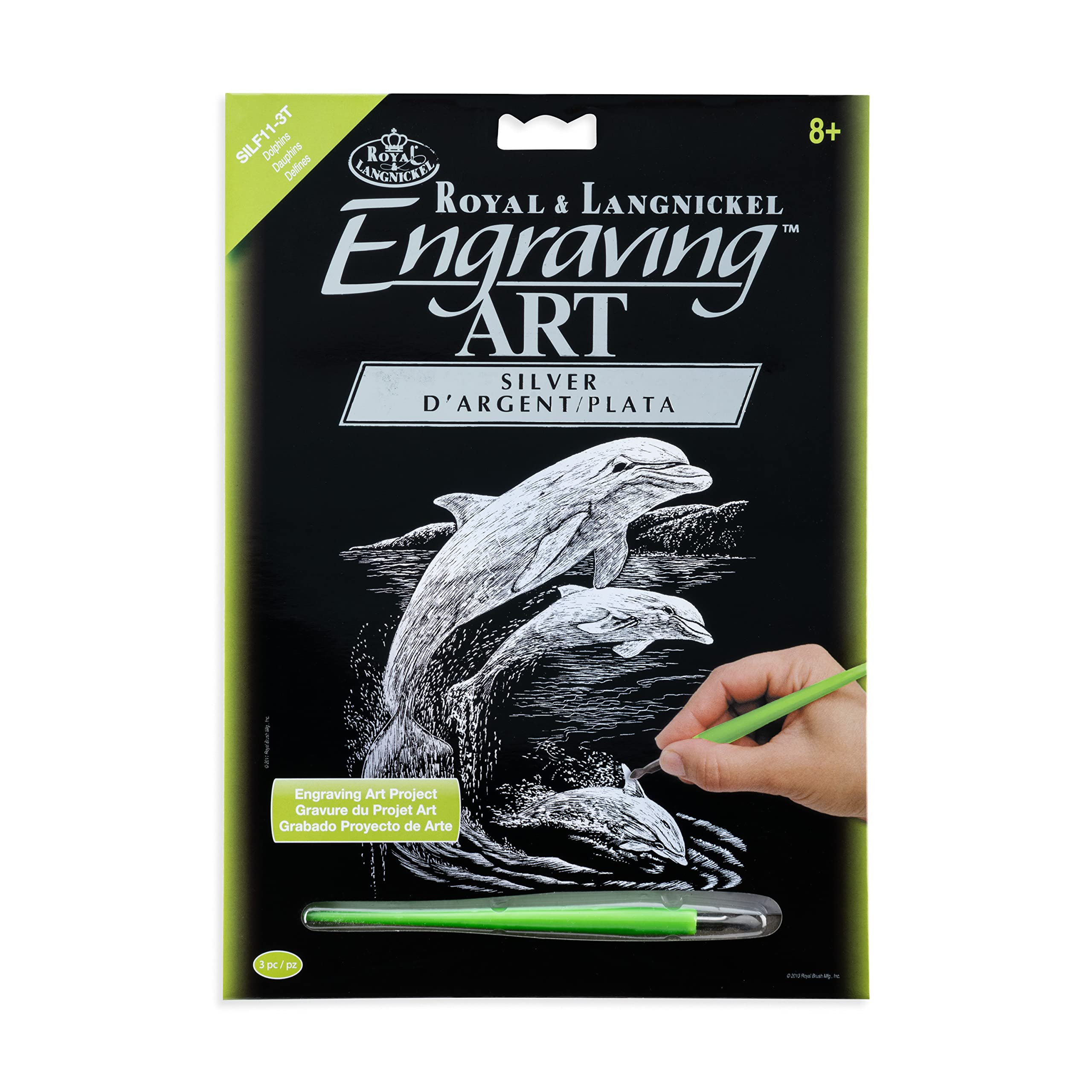 Royal & Langnickel Silver Engraving Art A4 Size Dolphins Designed Painting Set