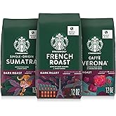Starbucks Whole Coffee Beans, Dark Roast Hot or Iced Coffee, Variety Pack, Three 12 oz Bags​