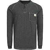 BOCOMAL Men's FR Henley Shirt Flame Resistant 5.5oz Cotton Long Sleeve Workwear UL NFPA2112 CAT2 Welding Tee