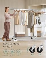 SONGMICS Heavy Duty Clothes Rail on Wheels 100 kg Extendable Rail 92-132 cm view 5