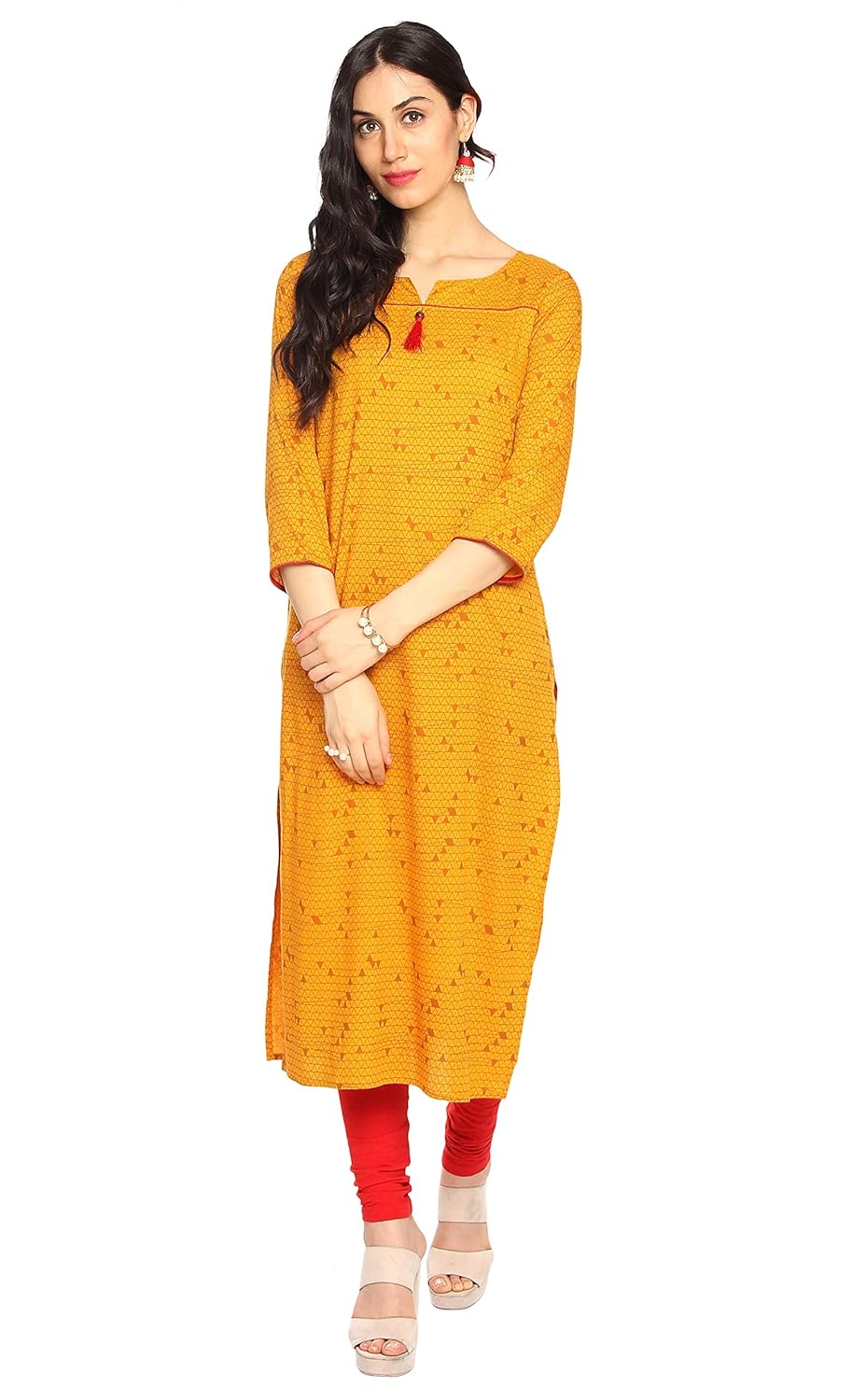 amayra women rayon straight kurti(mustard)