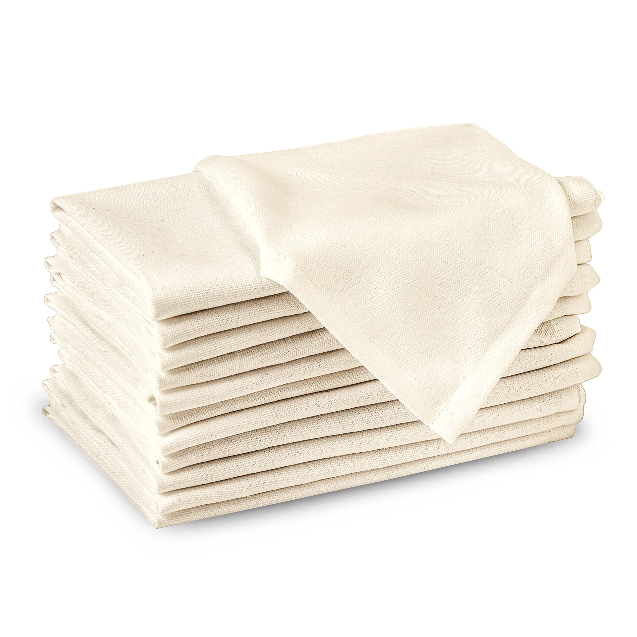 Encasa XO Natural Cloth Napkins Set of 12, 17x17 in | Solid Color Cotton Dinner Napkins | Washable & Reusable Wedding Napkins for Holiday Dinners, Party, & Everyday Table Decor — image 1