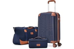 Cosbarn Carry On Luggage Sets 3 Piece, 20 Inch Luggage 22x14x9 Airline Approved with Wheels and TSA Lock, ABS Lightweight Hardshell Travel Suitcase Set with Duffel Bag Travel Bag for Men Women