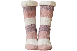 Royal Hong Beauty Fuzzy Slipper Socks for Kids Girls Women with Grippers Non Slip，Kids Warm Fuzzy Christmas Slipper Socks