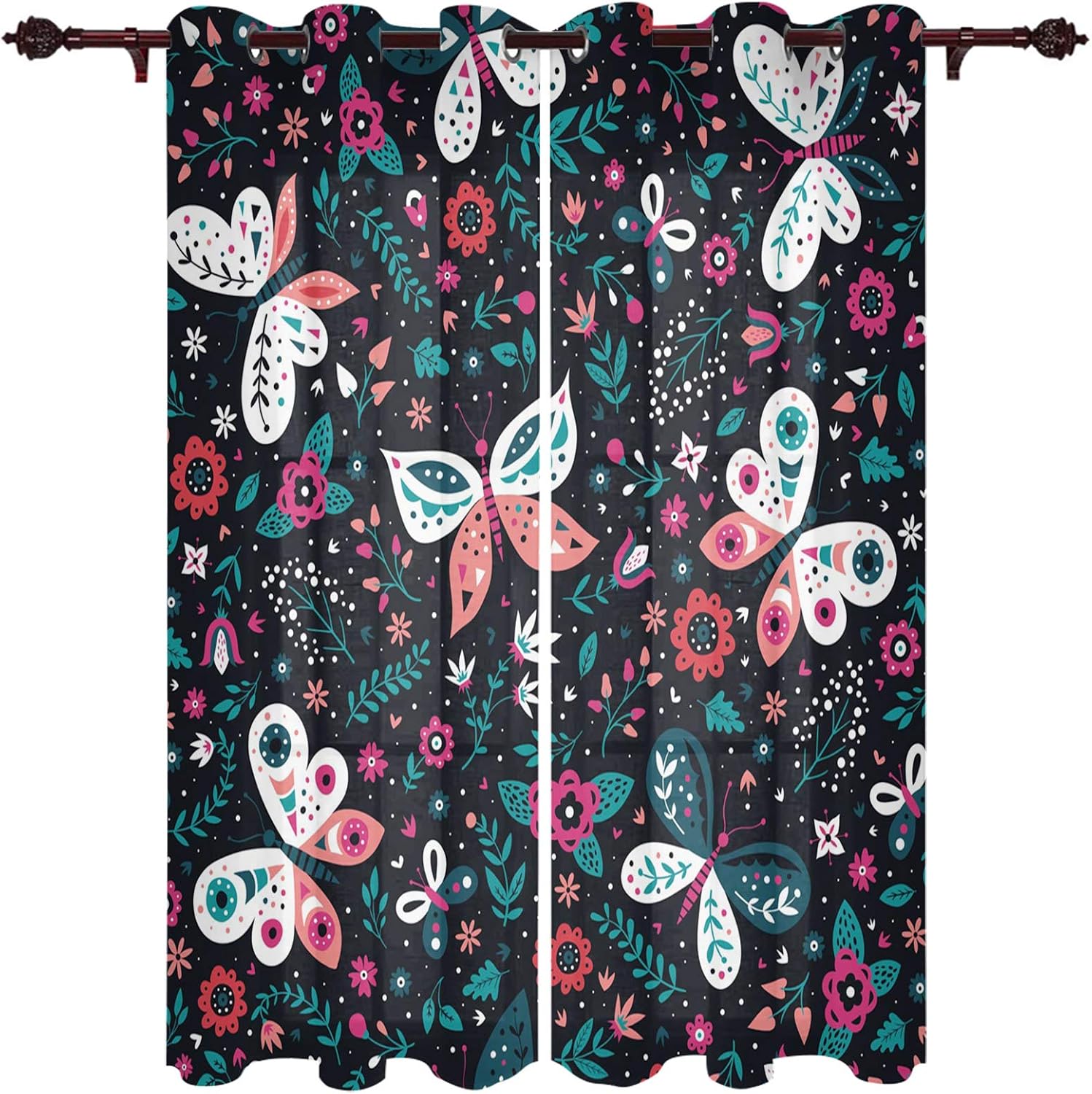 Amazon.com: DaringOne 2 Panels Window CurtainsButterfly Window