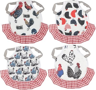 AIEX 4 Pack Chicken Saddle Hen Apron Poultry Back Wing Protection Elastic Straps