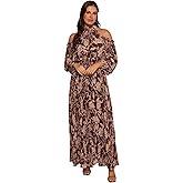 Petal & Pup Womens Hilary Pleated Maxi Dress - Brown Floral