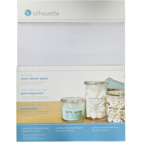 Amazon.com: Silhouette Printable Sticker Paper 8.5X11 8/Pkg-Clear : Office  Products