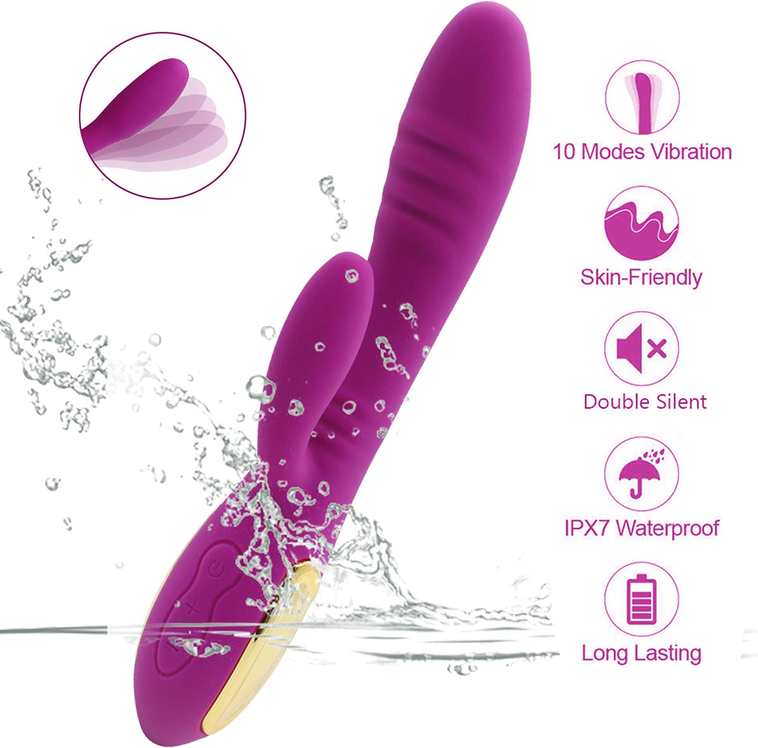 V-Î-Brâtor LED New Massage Wand with USB Cable Rechargeable,Whisper Quiet Safe Silcione Waterproof Handheld, Cordless, 12x Vibrations Adjustable for Neck Shoulder Back Body,Sports Release (Purple)