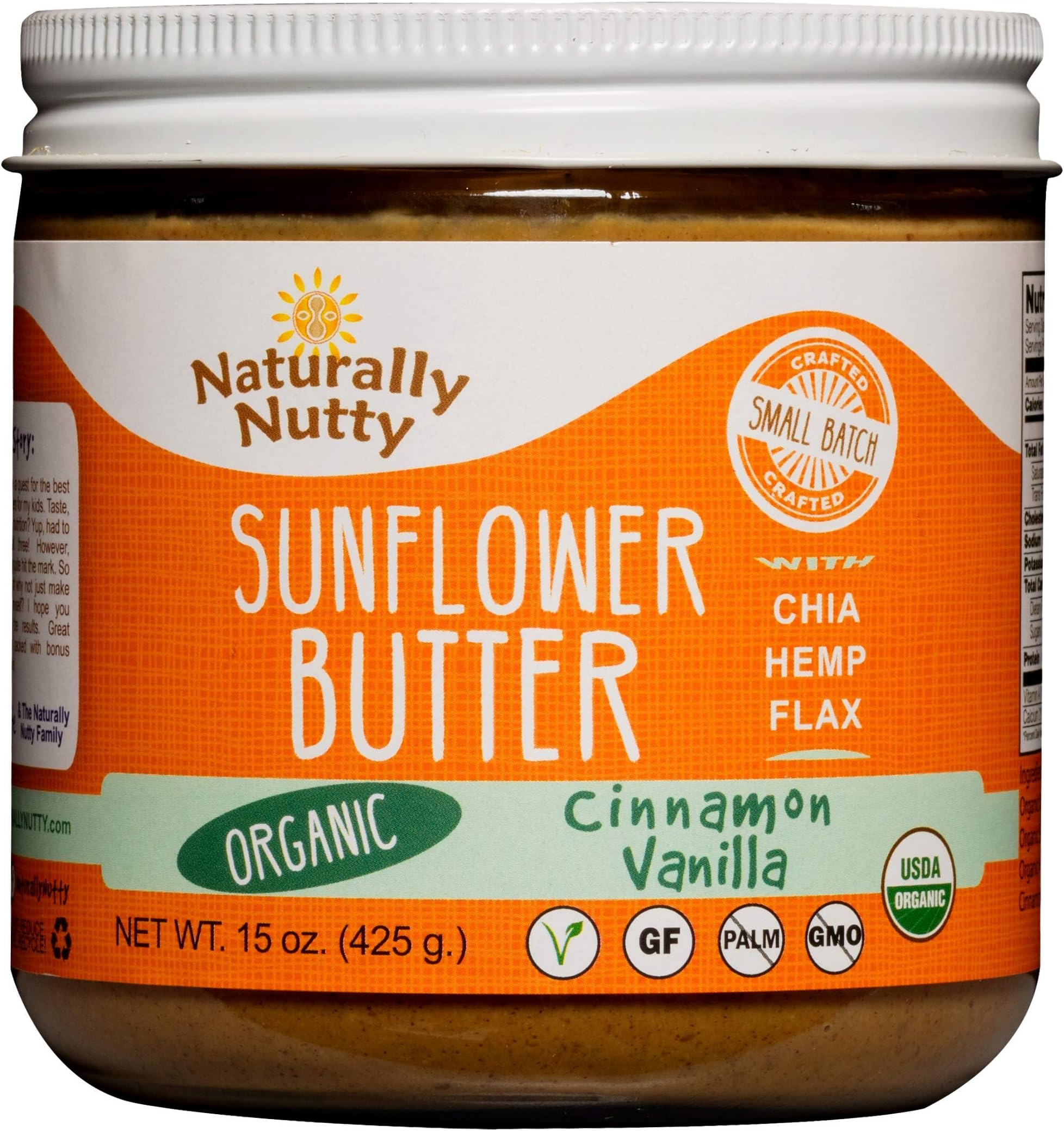 Naturally Nutty - 15oz. Organic Cinnamon Vanilla Sunflower Butter