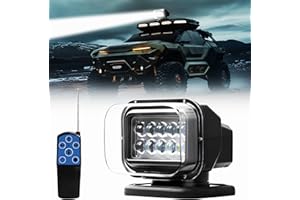 Remote Spot Lights for Trucks, Auto Home-Position 360° Rotating LED Search Light for Truck, Marine Spotlight for Boat 24V 12V