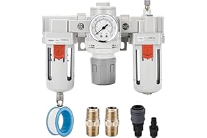 NANPU 3/8" NPT Air Filter, Regulator & Lubricator Combo - Water/Oil Trap Separator - Pressure Gauge(0-150 psi),5 Micron Eleme