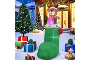 InfleasJoiy 9ft Elk Standing on Socks Christmas Inflatable Decoration with LED Lights, Suitable for Holiday Celebration Decorations in Yards, Lawns, Terraces, etc.