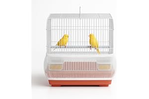 KNUTI Universal Bird Cage Seed Catcher Universal Mesh Skirt Cover Stretchy Small Animal Cages Cover Pet Removable Durable Protector (White, Small)