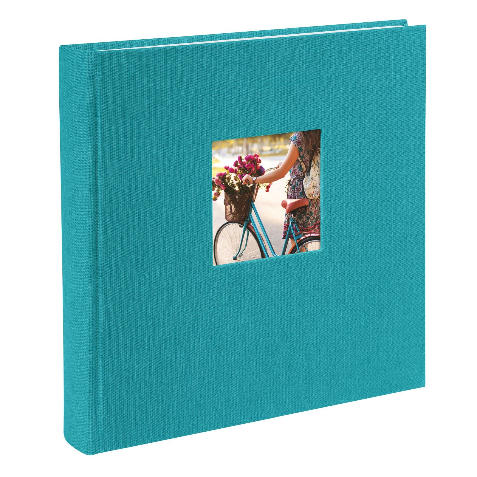 Goldbuch photo album with cut-out, Bella Vista, 25 x 25 cm, 60 white pages with glassine dividers, linen, turquoise, 24893