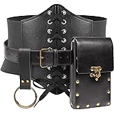 ASIEAO Mens Medieval Viking Leather Armor Renassance Belt Embossed Knight Corset Belt for LARP Christmas Gifts Costume