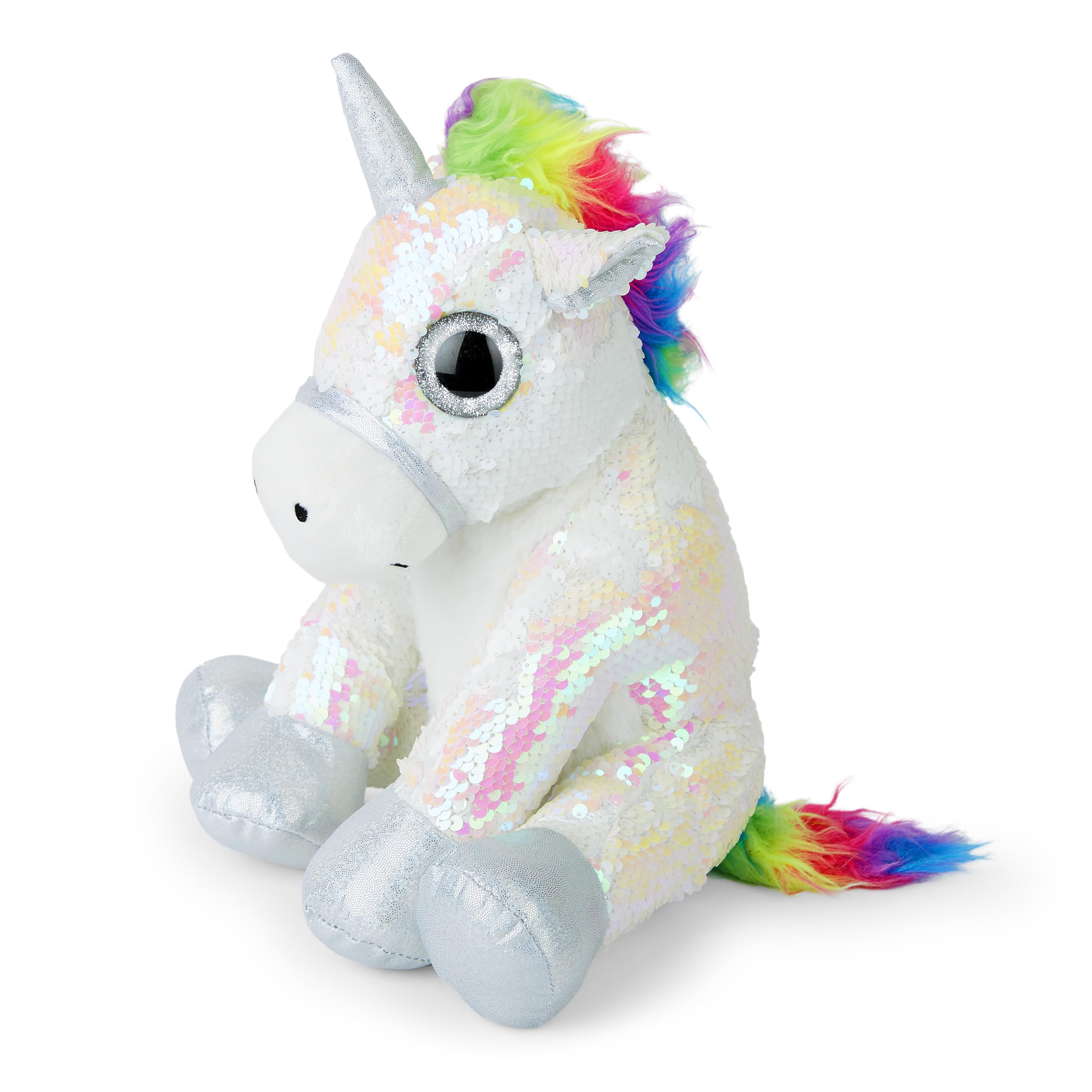 Mousehouse Gifts - White Sequined Unicorn Soft Toy, Plushie Unicorn Cuddly Toy for Children