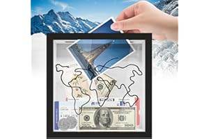 HVIWW Adventure Archive Box, Travel Shadow Box Frame, Memory Box for Keepsakes, Ticket Collection Holder with Slot, Hang Memorabilia, Awards, Wedding, Tickets, and Photos (Black, 12x12")