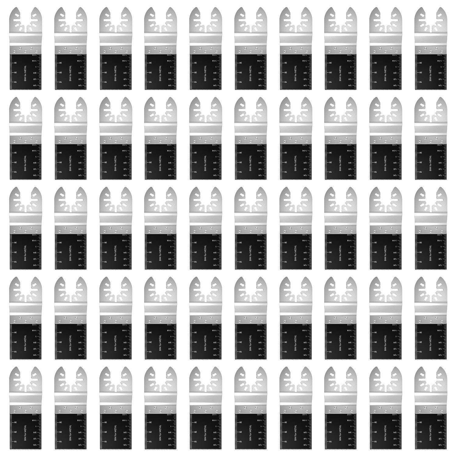 50 Bi-Metal Oscillating Multitool Saw Blades Nail/Metal Cutting/Wood Quick Release Fit Fein Multimaster Porter Cable Decker Bosch Dremel Craftsman Ridgid Ryobi Makita Milwaukee Dewalt (50 pack)