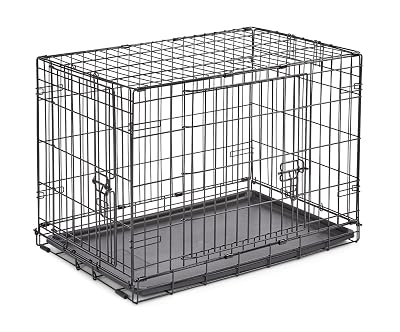 New World Double Door Folding Metal 30-Inch Dog Crate, Includes Leak-Proof Pan, Floor Protecting Feet, & New Patented Features, for Medium-Sized Breeds