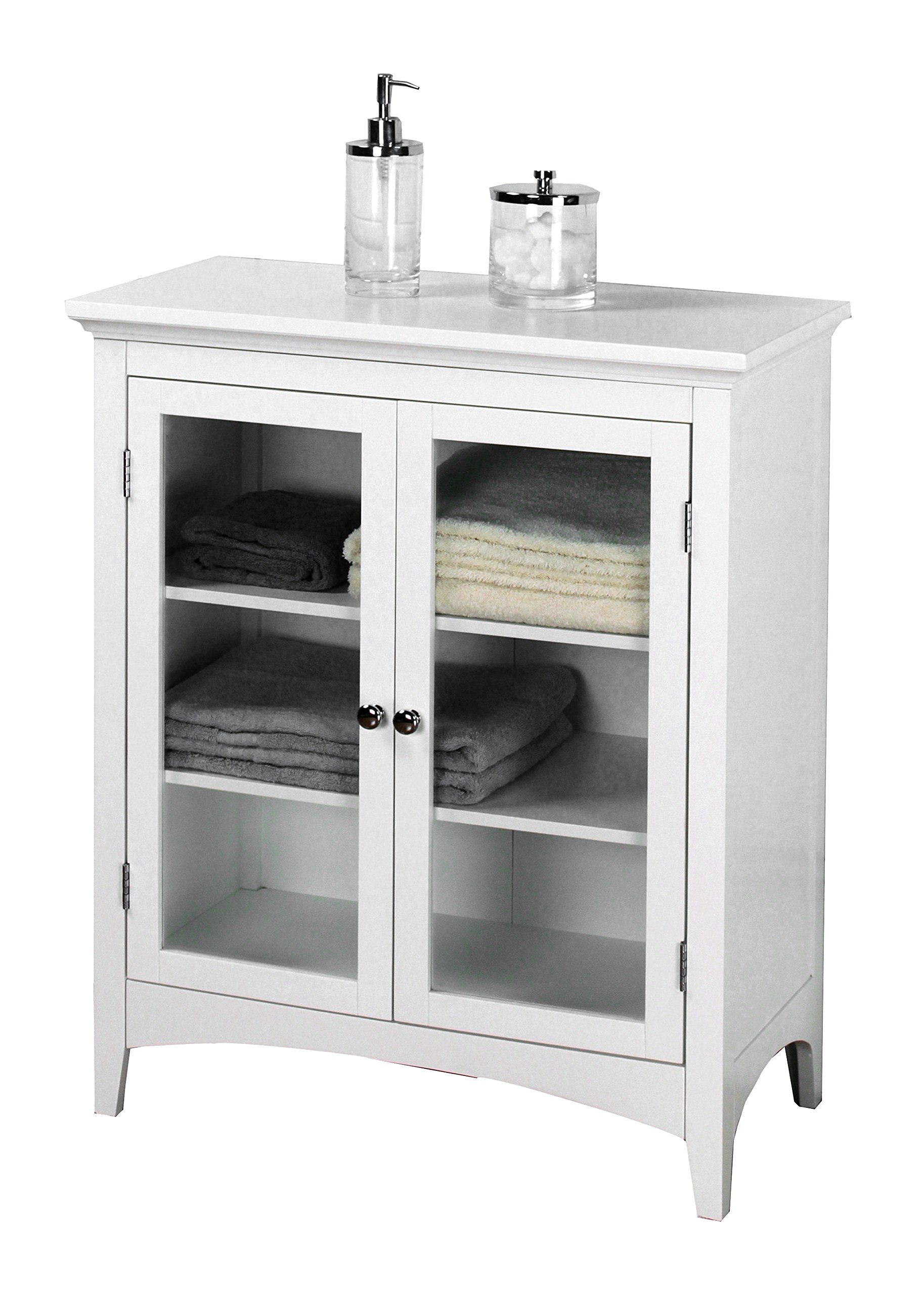 Elegant Home Fashions Madison Collection Shelved Double-Door Floor Cabinet, White