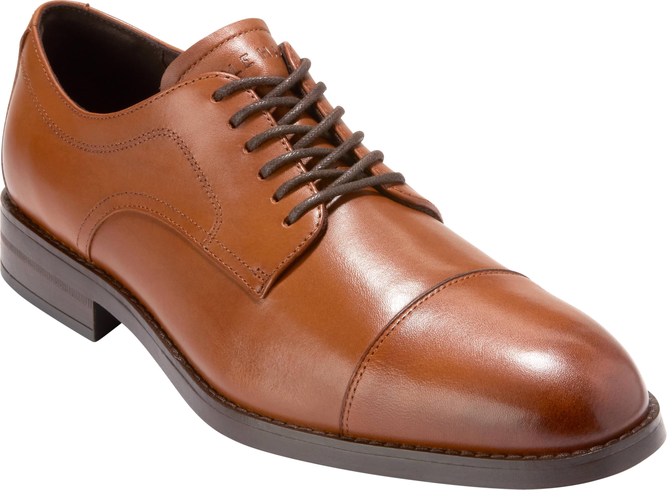Cole Haan Men’s Harmon Grand Cap Toe Oxfords, British Tan/Dark Brown Water Proof, 12-W US