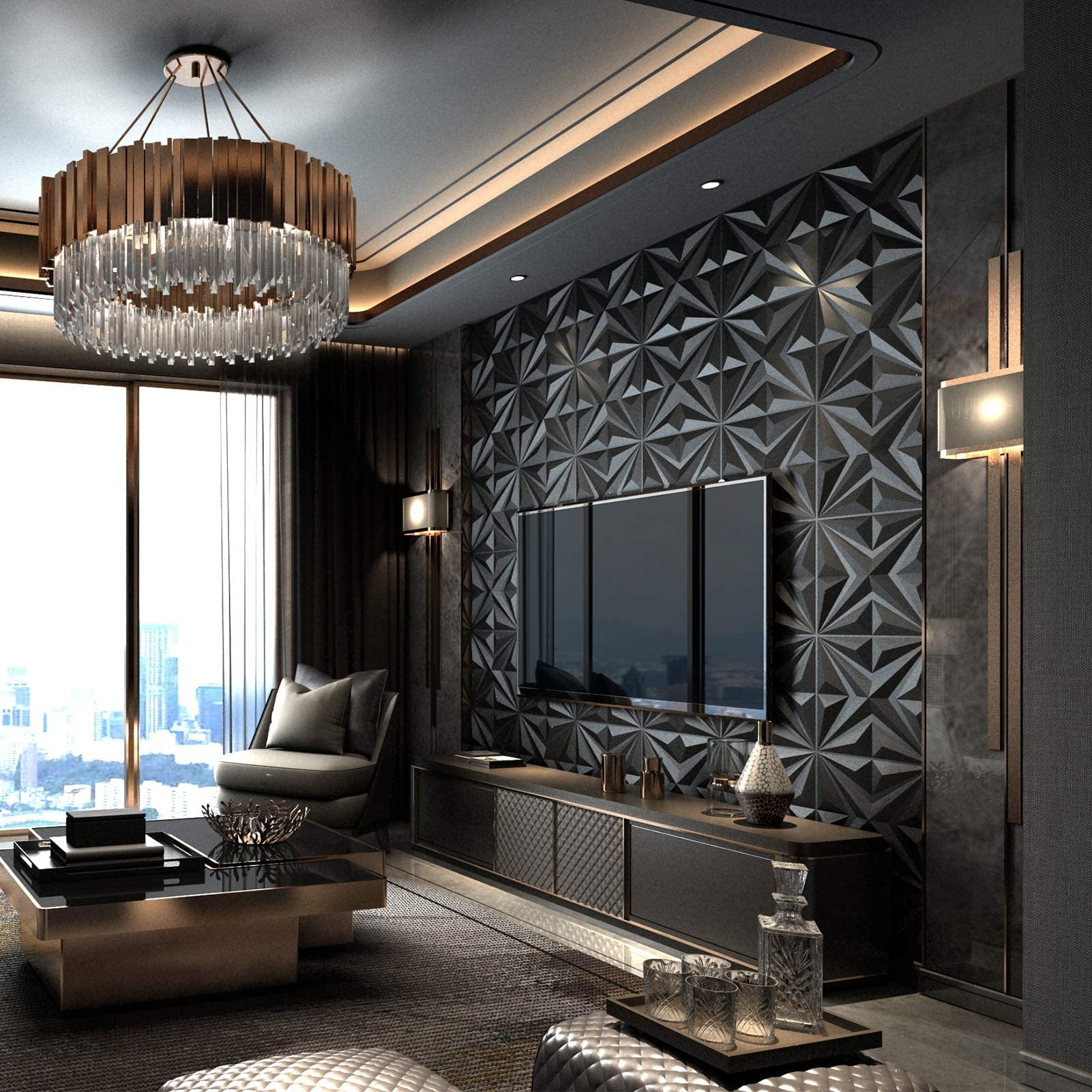 Mua MIX3D Decorative 3D Wall Panels Star Textured PVC Wall Panels for ...