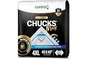 CURERA Chucks® MAX Hospital Bed Pads Disposable Adult 40 x 40 Breathable Incontinence Pads - 4XL Large Pee Pads for Adults - Heavy Duty Absorbency Oversized Underpads - 400 Lbs. Repositioning [20 Count]