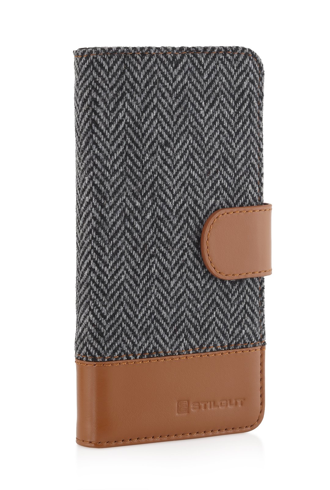 StilGut Leather Case Compatible with iPhone 6s Plus (5.5"), Cover with Card Slots, Fashion: Herringbone/Dark โ image 1