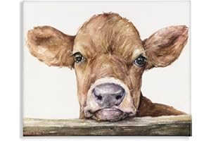 Stupell Industries Cute Baby Cow Animal Watercolor Painting Canvas Wall Art Design By Artist George Dyachenko