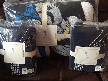 New Pottery Barn Kids Batman Cityscape F Q Quilt 2 Euro Shams