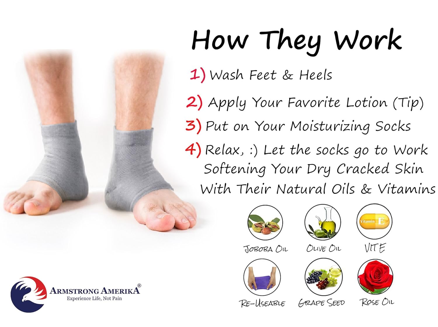 Moisturizing Socks Cracked Heel Treatment - Treat Dry Feet & Heels Fast. Pain Relief from Cracking Foot Skin with Aloe Moisturizer Lotion Infused Gel Heel Socks. Pedicure for Both Women & Men (Large): Health & Personal Care