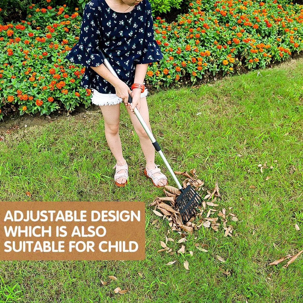 OUTCREATOR Telescopic Garden Leaf Rake, 22" - 40" Telescopic Lightweight Aluminum Handle 11 Tines Rake, 8" Inch Wide, for Gardeners, Kids Leaf Rake, Garden Shrub Rake, Easy to Carry : Garden & Outdoor