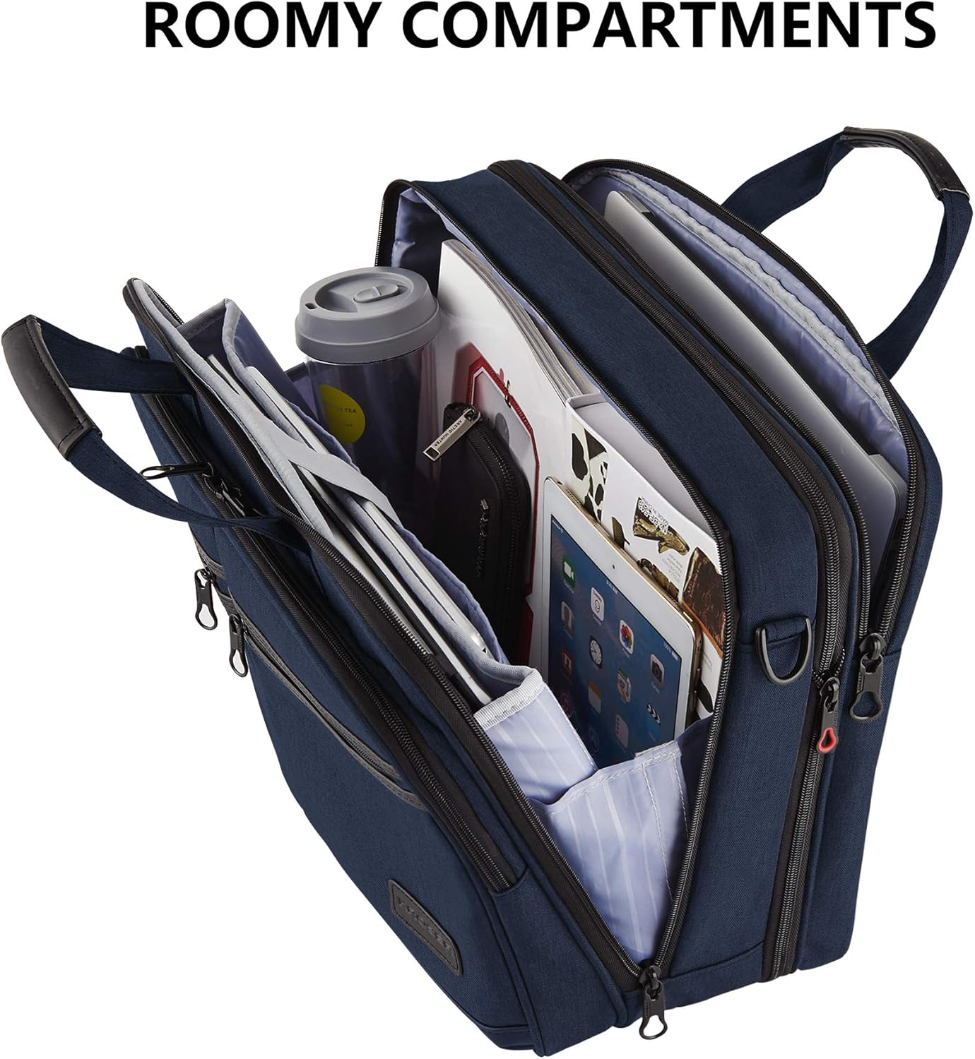 KROSER Laptop Bag Stylish Laptop Briefcase Fits Up to 17.3 Inch Laptop Expandable Water-Repellent Shoulder Messenger Computer Bag with RFID Pocket for Travel/Business/School/College/Men/Women-Navy: Computers & Accessories