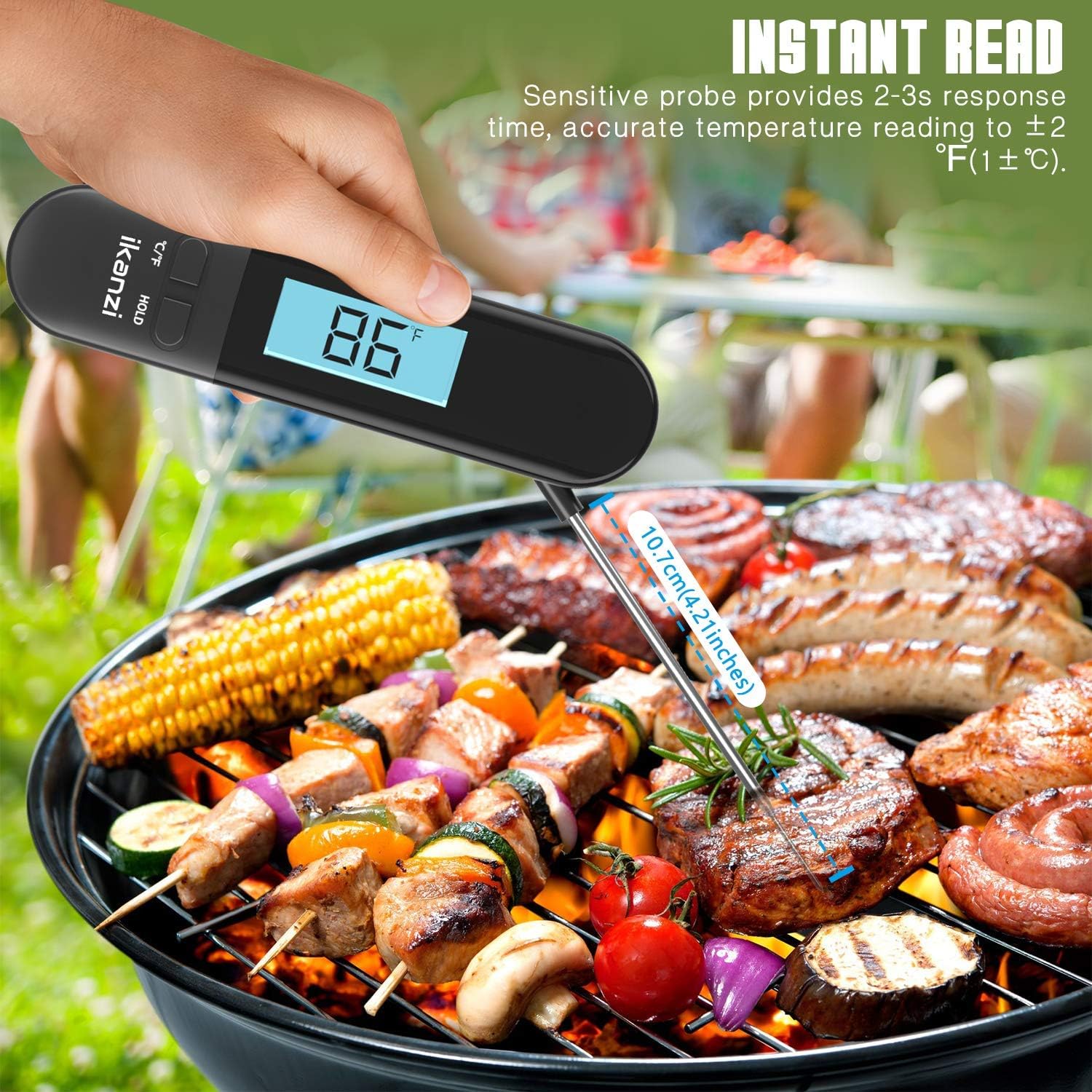 Meat Thermometer Food Thermometer Cooking Thermometer- Digital Instant Read Thermometer for Grilling/BBQ/Baking/Candy/Liquids/Oil Kitchen with Backlight LCD: Kitchen & Dining