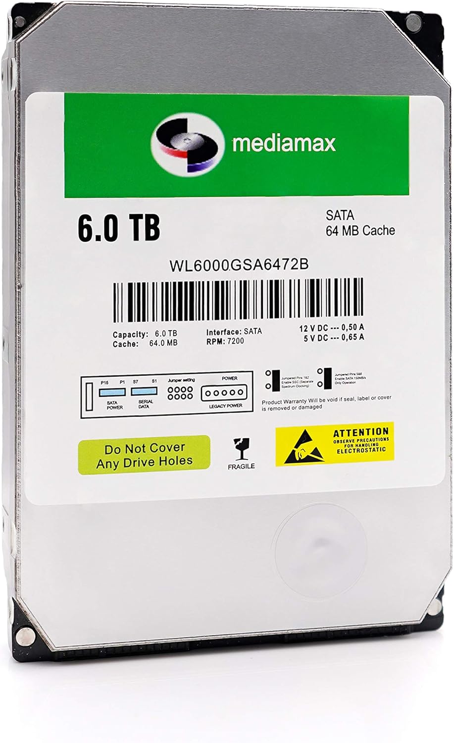 Mediamax 3 5 Interne Festplatte 6tb Hdd Sata Iii Amazon De Computer Zubehor