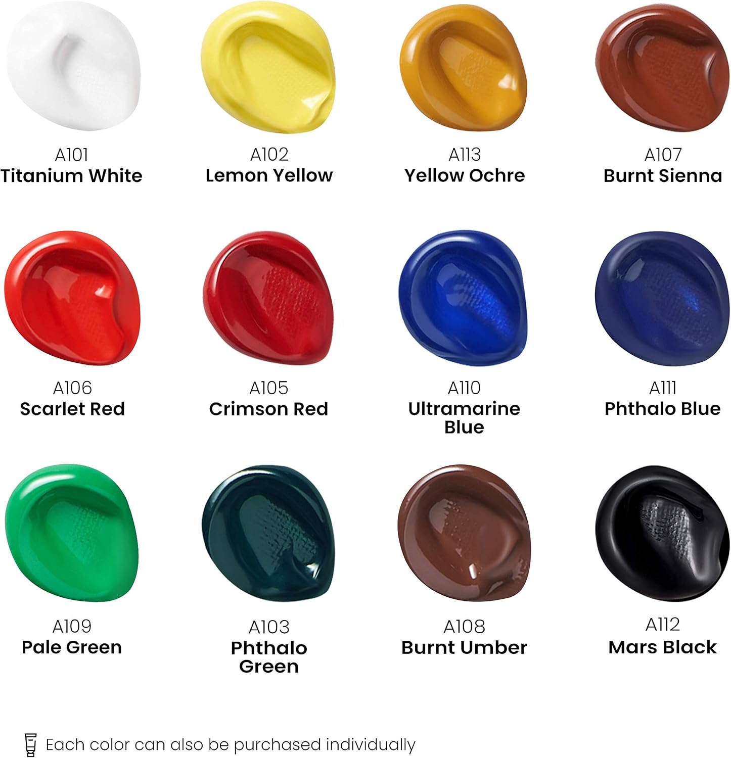 Arteza Acrylic Paint Set, 12 Colours/Tubes, (22 ml, 0.74 oz.), with Storage Box, Rich, Pigments, Non Fading, Non Toxic, Art Supplies for the Professional Artist & Hobby Painters - Image 3