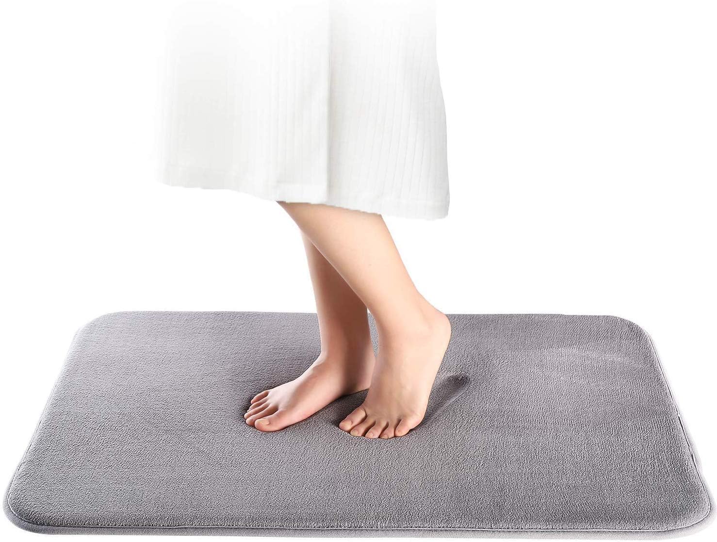 Klickpick Designs Chenille Microfibre Bath Rug Machine Washable Bath mat (17" X 24", Gray)