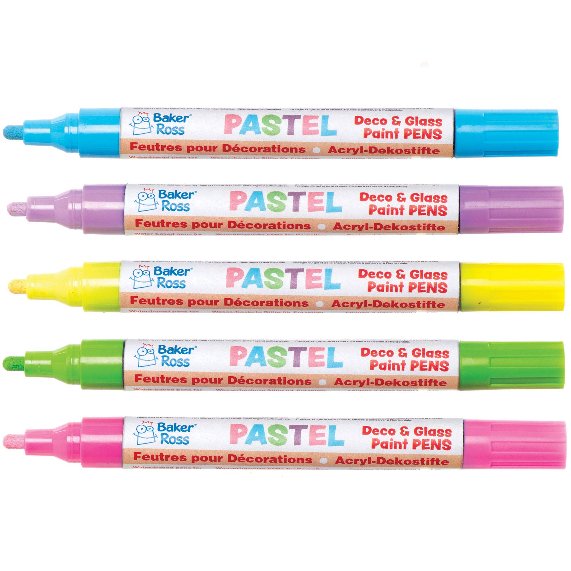 Baker Ross Pastel Deco & Glass Paint Pens - Pack of 5, Easter Crafts, Craft For Kids (AT480)