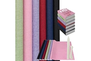 KREAPA 6 colors Bookbinding Cloth 17x35.4 inches Fabric Surface Paper Backed 6 Colors Bookbinding Cloth for Adult DIY Book Album Cover