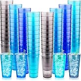Norme 48 Pcs Plastic Restaurant Tumblers Plastic Reusable Cups Stackable Drinking Glass Dishwasher Safe Tumblers in 4 Coastal Colors for Kitchen Water(16oz)