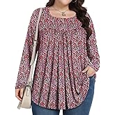 PEVRL Womens Plus Size Tops Long Sleeve Shirts 2025 Fall Tunic Blouses 1X-5X