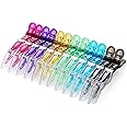 Onedor 12 pcs Transparent Professional Hair Stylist Hair Clips. Salon Alligator Croc Hair Clips for DIY Sectioning, Haircuts,
