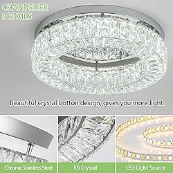 HOPGGIE 18 Inch Crystal Chandelier LED Ceiling
