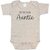 Pineapple Pancake Kids See You Soon Auntie Baby Bodysuit, White and Natural Colors, Pregnancy Reveal for Auntie