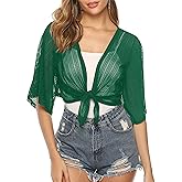 iClosam Women Summer Sheer Bolero Shrug Tie Front Chiffon Cropped Lightweight Cardigan