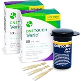 OneTouch Verio Test Strips for Blood Glucose Meter, 30 Count, 2 Pack | Fast 5-Second Diabetic Test Strips with Small Blood Samples, No Manual Coding and Accurate Daily Monitoring