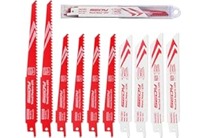 SEDY 10-Piece Ultimate Reciprocating Saw Blade Set, Premium 6 & 8 Inch Wood & Metal Cutting Pruner Saw Blades with Storage Box